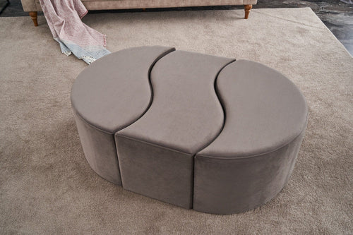 Pouf in tessuto Alya Cappuccino