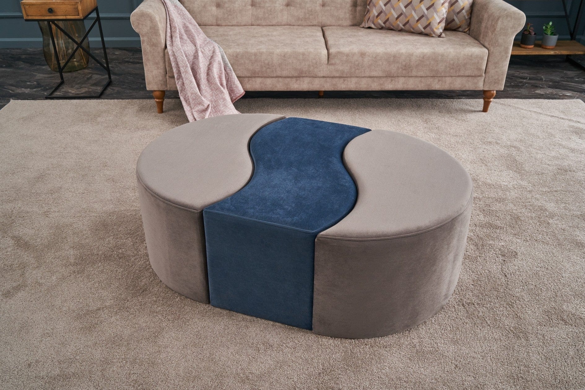 Pouf in tessuto Alya Cappuccino
