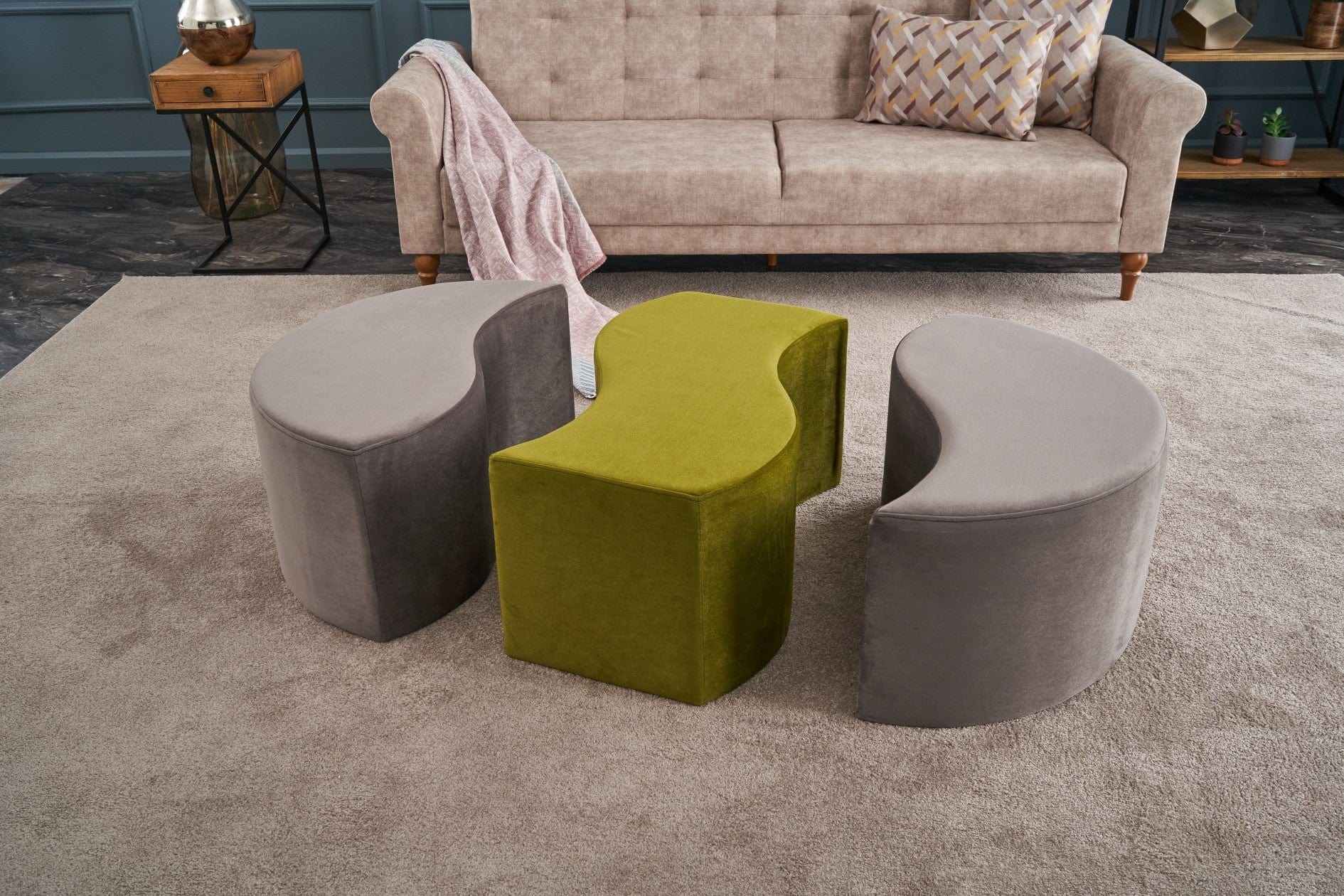 Pouf in tessuto Alya Cappuccino (3)