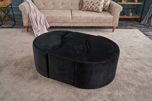 Pouf in tessuto Alya Nero