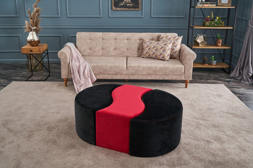 Pouf in tessuto Alya Nero