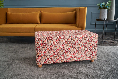 Pouf in tessuto Alya Rectangle Multicolore