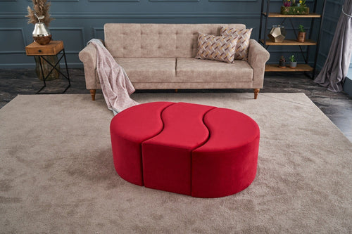 Pouf in tessuto Alya Rosso