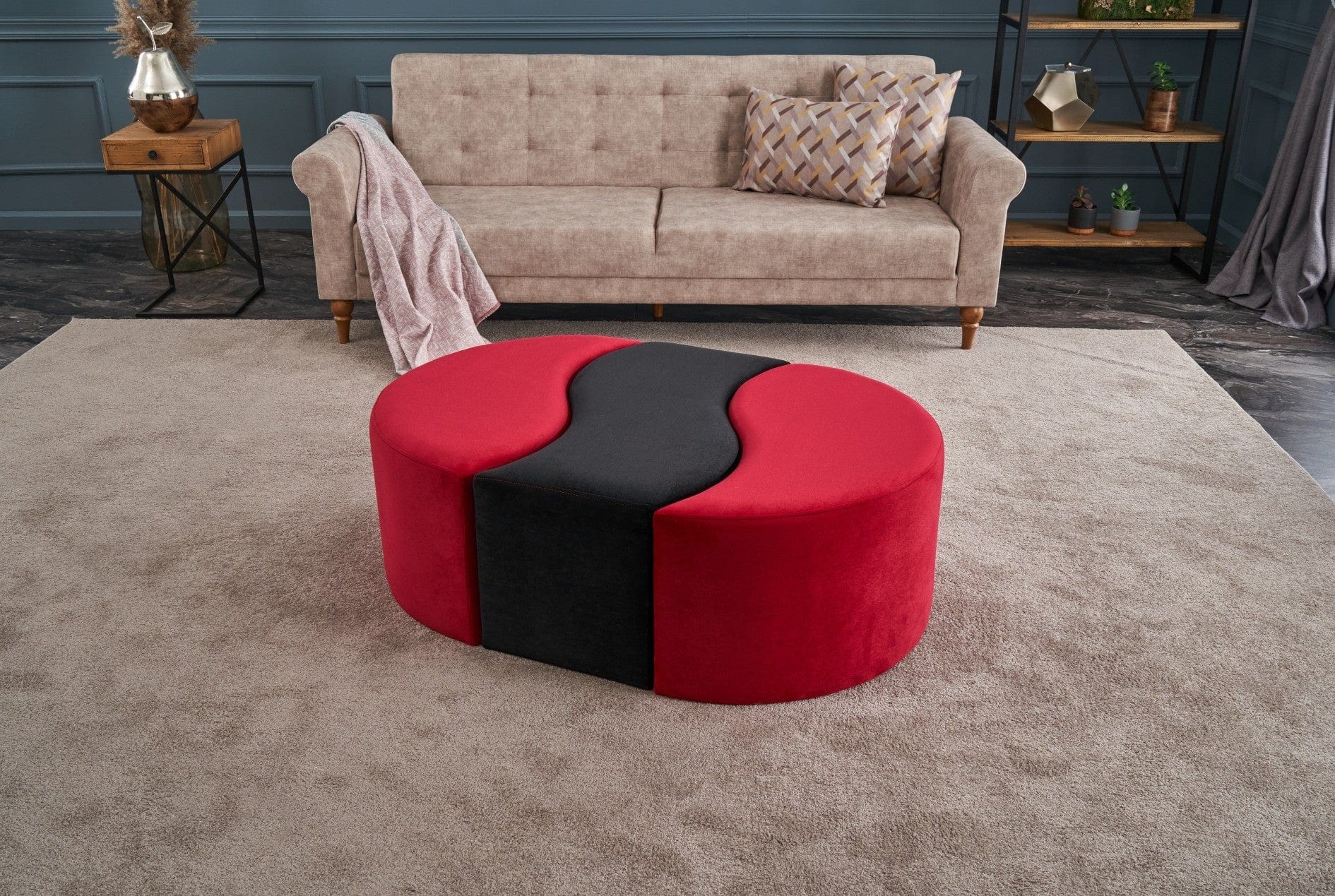 Pouf in tessuto Alya Rosso