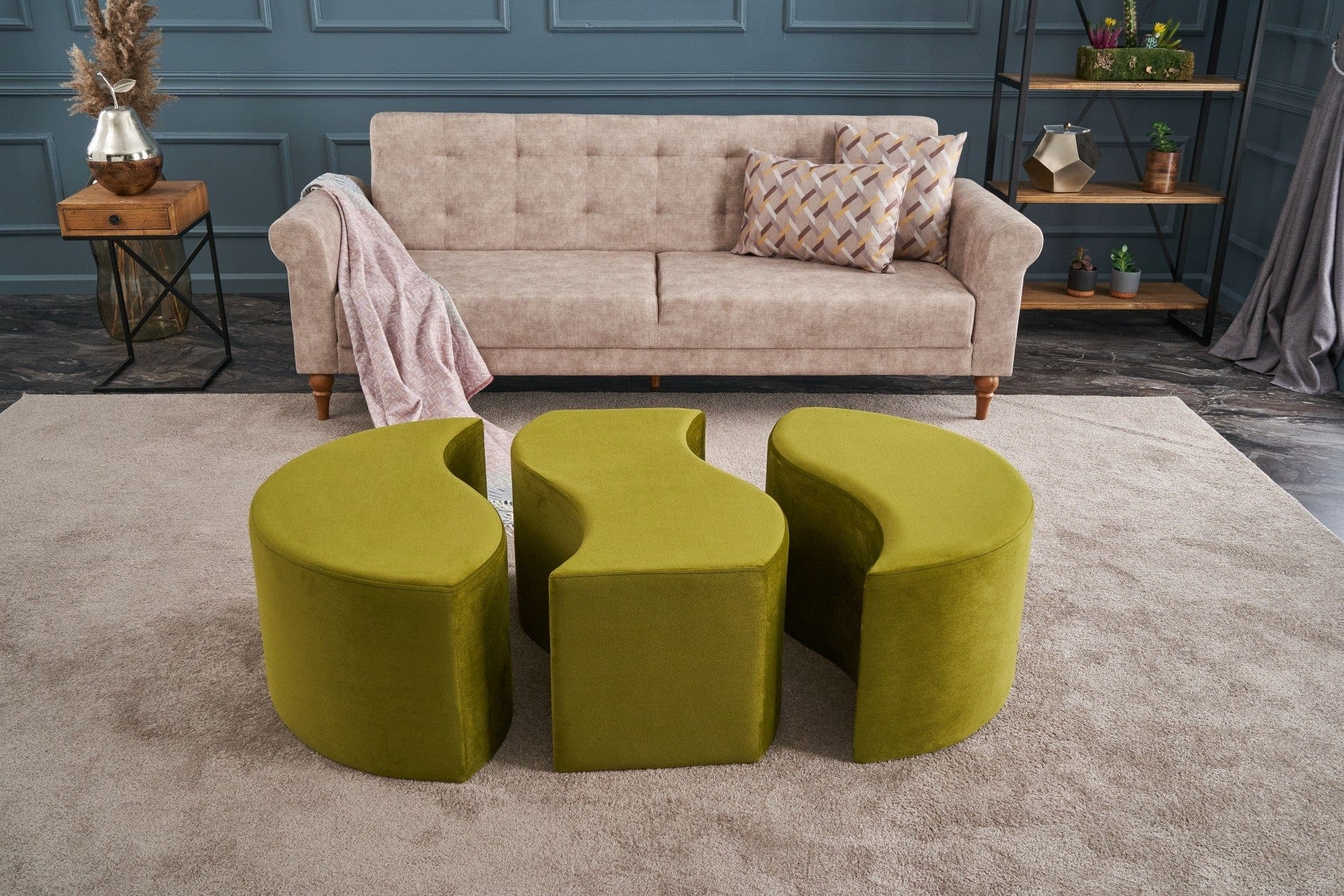 Pouf in tessuto Alya Verde (2)