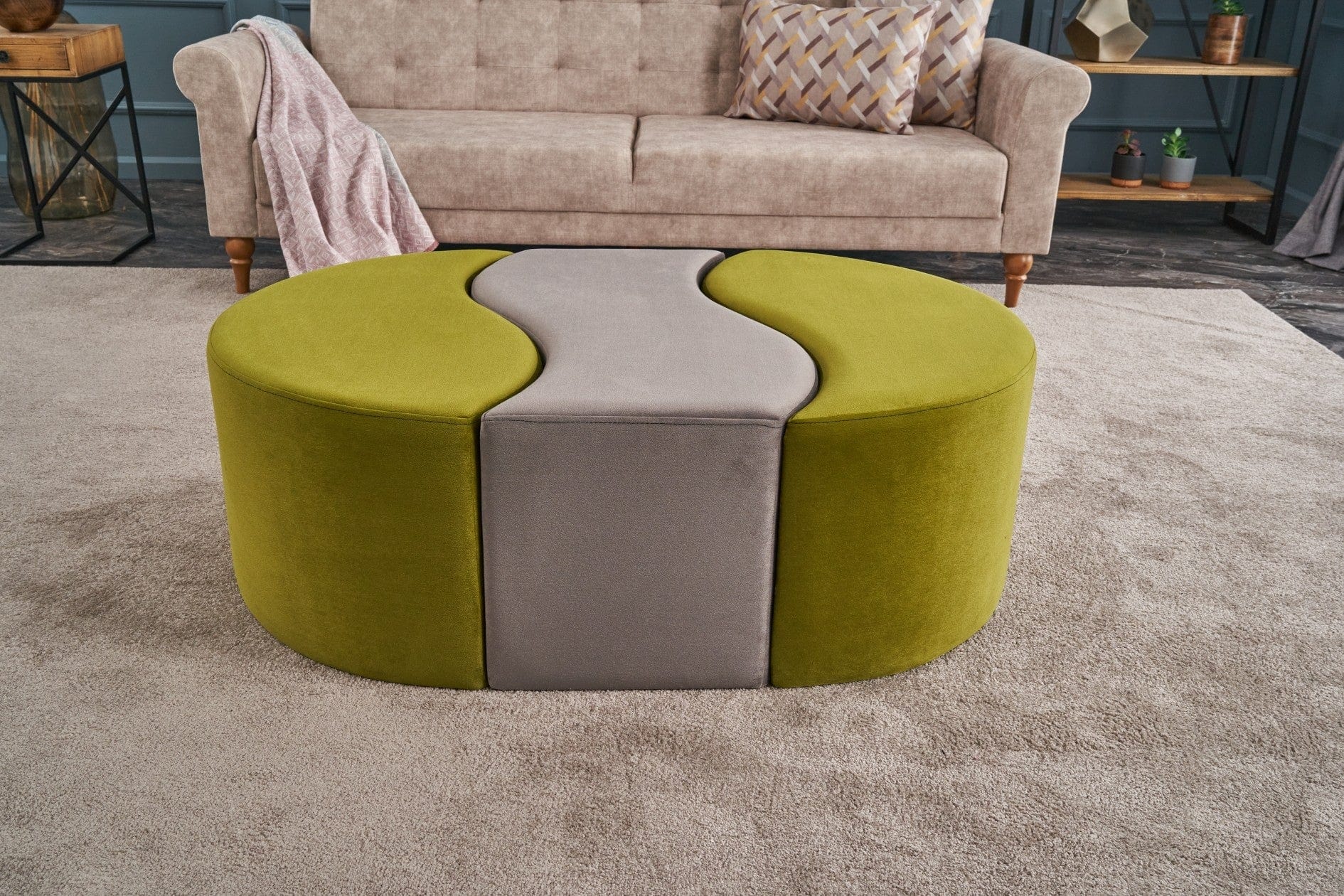 Pouf in tessuto Alya Verde (1)