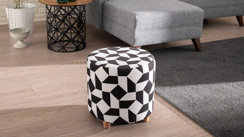 Pouf in tessuto Begon Bianco e Nero