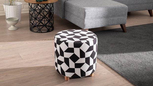 Pouf in tessuto Begon Bianco e Nero