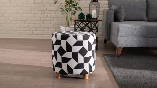 Pouf in tessuto Begon Bianco e Nero (1)