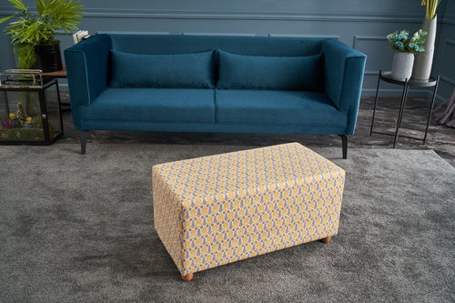 Pouf in tessuto Bianca Rectangle Multicolore