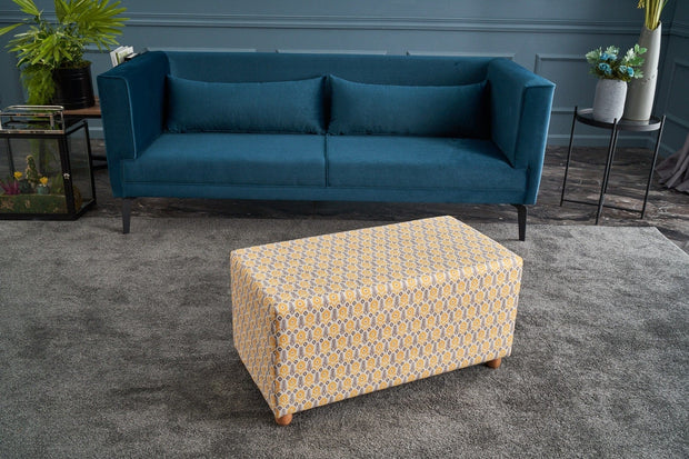 Pouf in tessuto Bianca Rectangle Multicolore