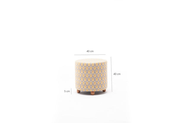 Pouf in tessuto Bianca Round Multicolore (5)
