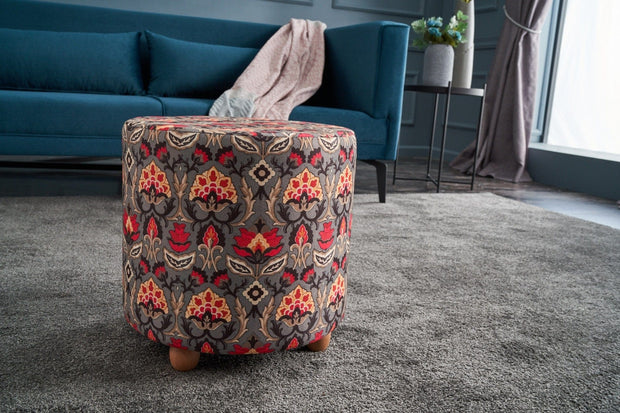 Pouf in tessuto Bonita Round Multicolore (2)