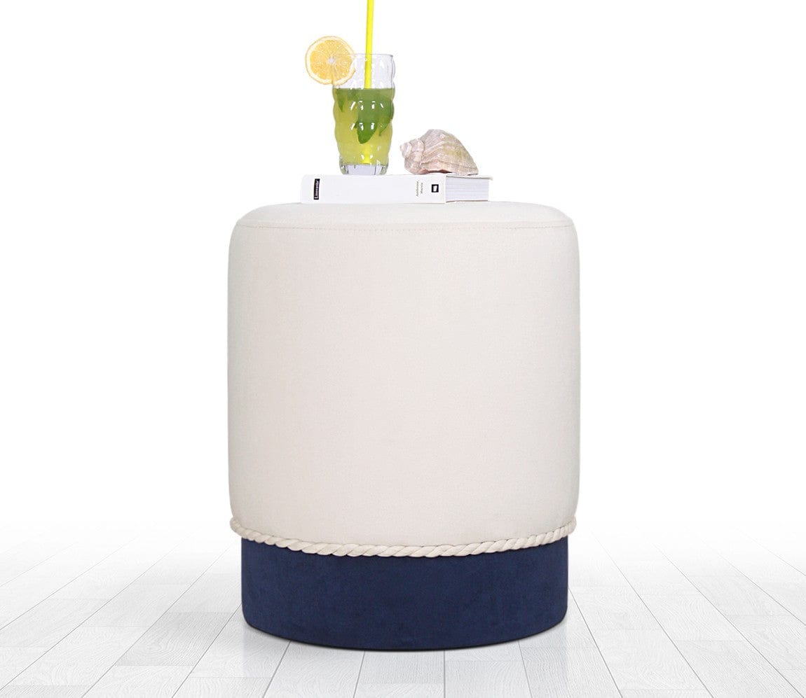 Pouf in tessuto Bozcaada Bianco (1)