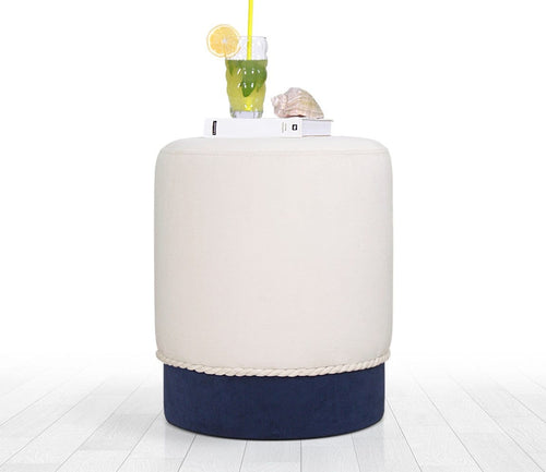 Pouf in tessuto Bozcaada Bianco (1)