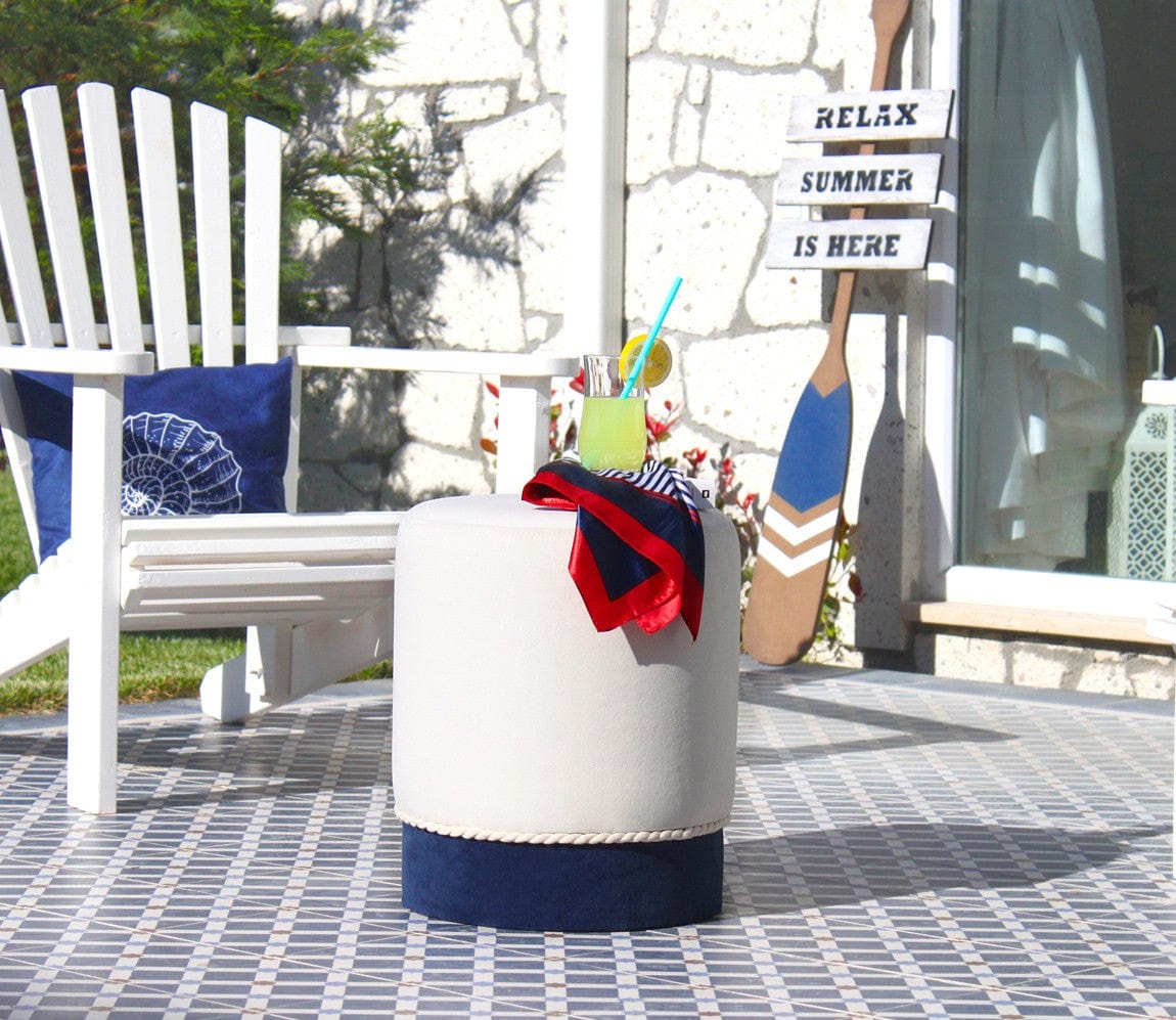 Pouf in tessuto Bozcaada Bianco (2)
