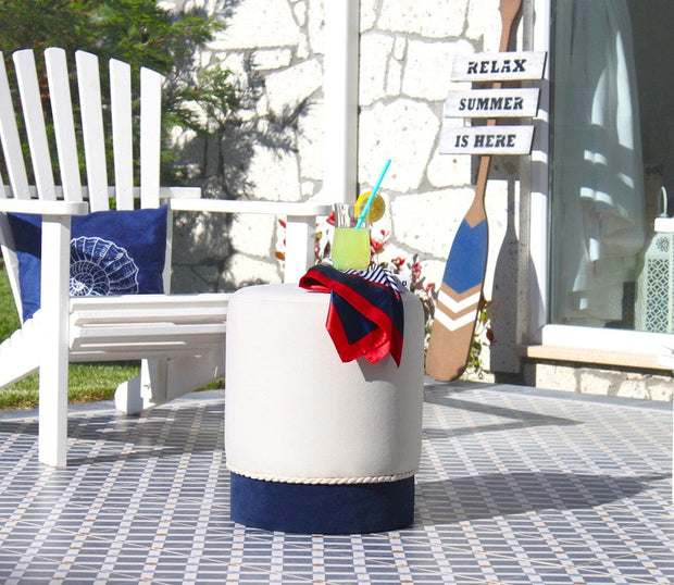 Pouf in tessuto Bozcaada Bianco (2)