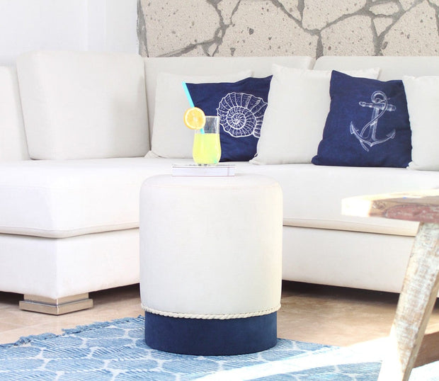 Pouf in tessuto Bozcaada Bianco (5)