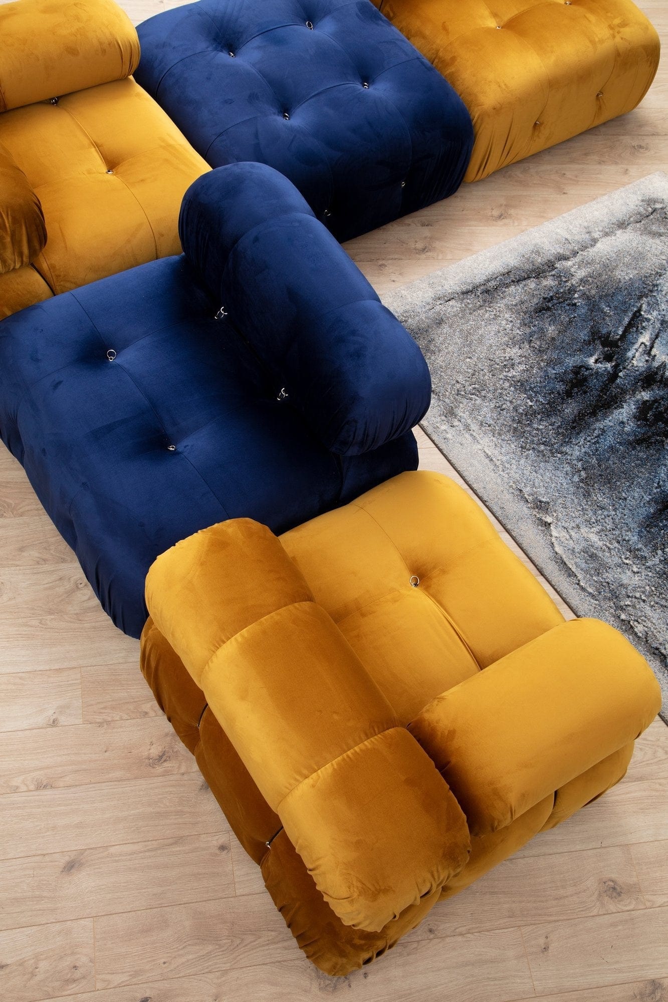 Pouf in tessuto Bubble Blu (3)