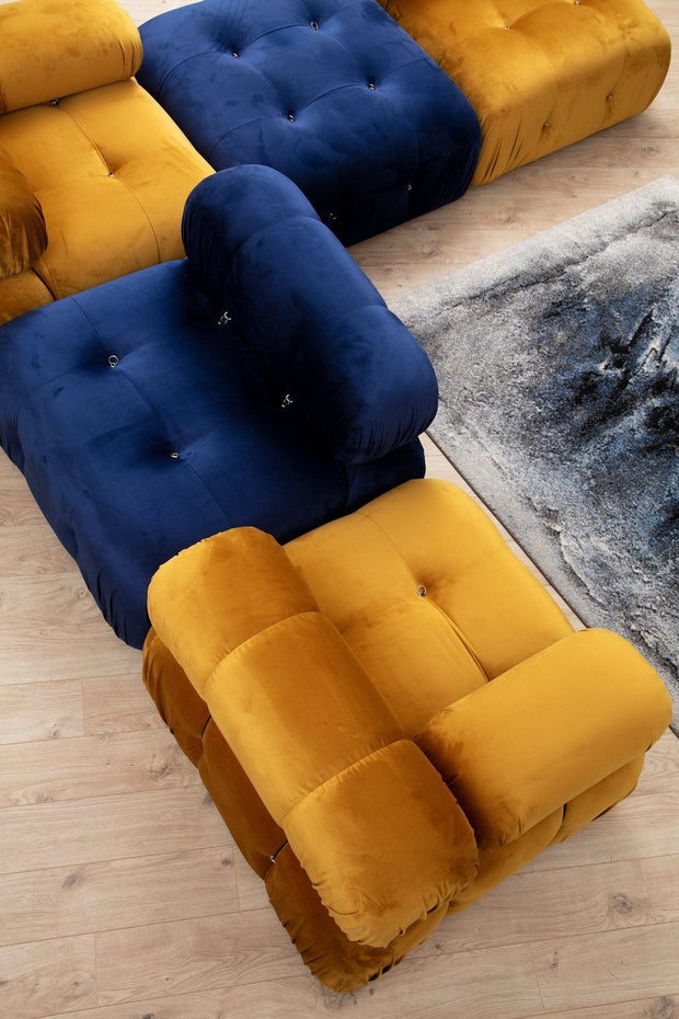 Pouf in tessuto Bubble Blu (3)