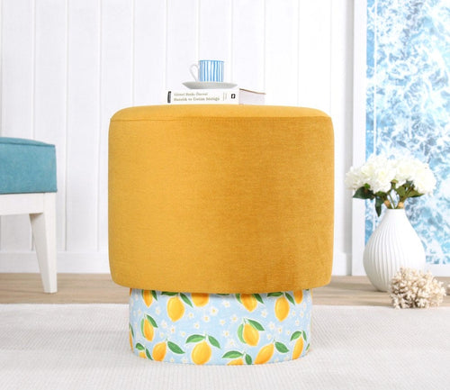Pouf in tessuto Colyos Giallo