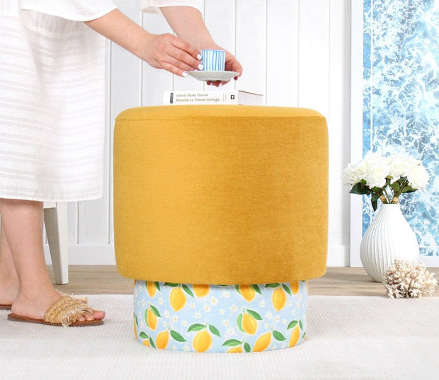 Pouf in tessuto Colyos Giallo (2)