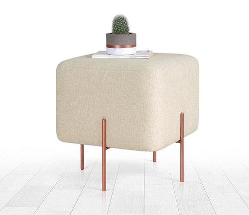 Pouf in tessuto Copper Crema (1)