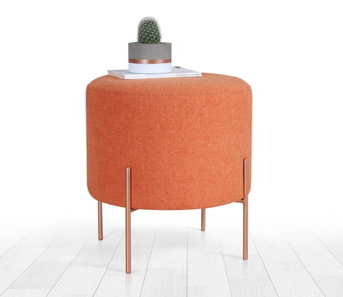 Pouf in tessuto Copper Round Arancia (1)
