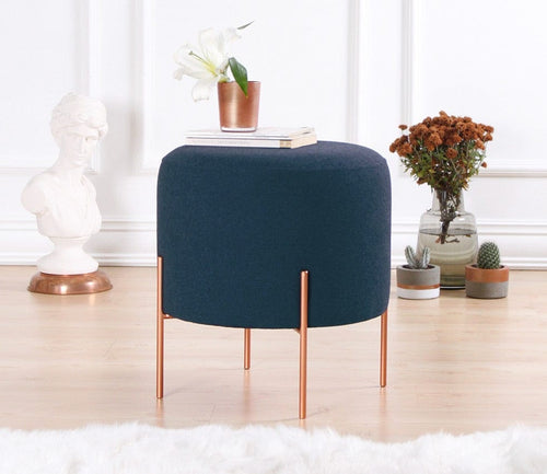 Pouf in tessuto Copper Round Blu