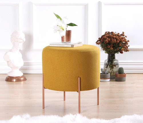 Pouf in tessuto Copper Round Giallo