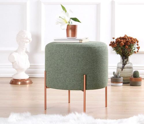 Pouf in tessuto Copper Round Verde