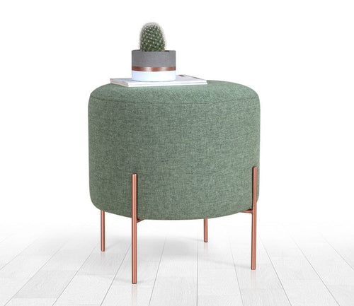 Pouf in tessuto Copper Round Verde (1)