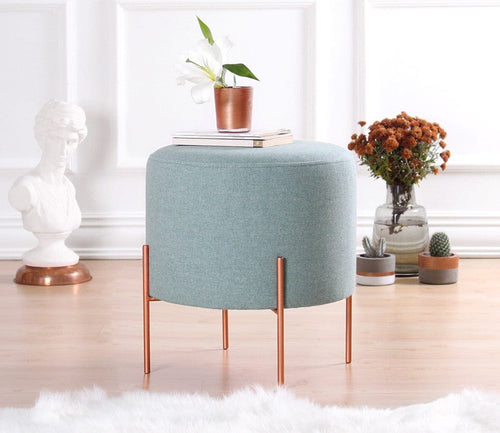Pouf in tessuto Copper Round Verde