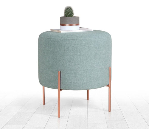 Pouf in tessuto Copper Round Verde (1)