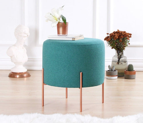 Pouf in tessuto Copper Turchese