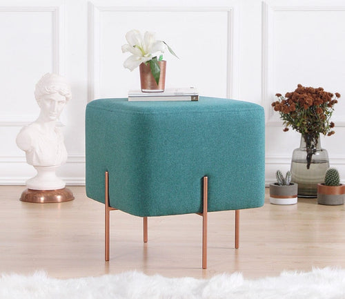 Pouf in tessuto Copper Turchese