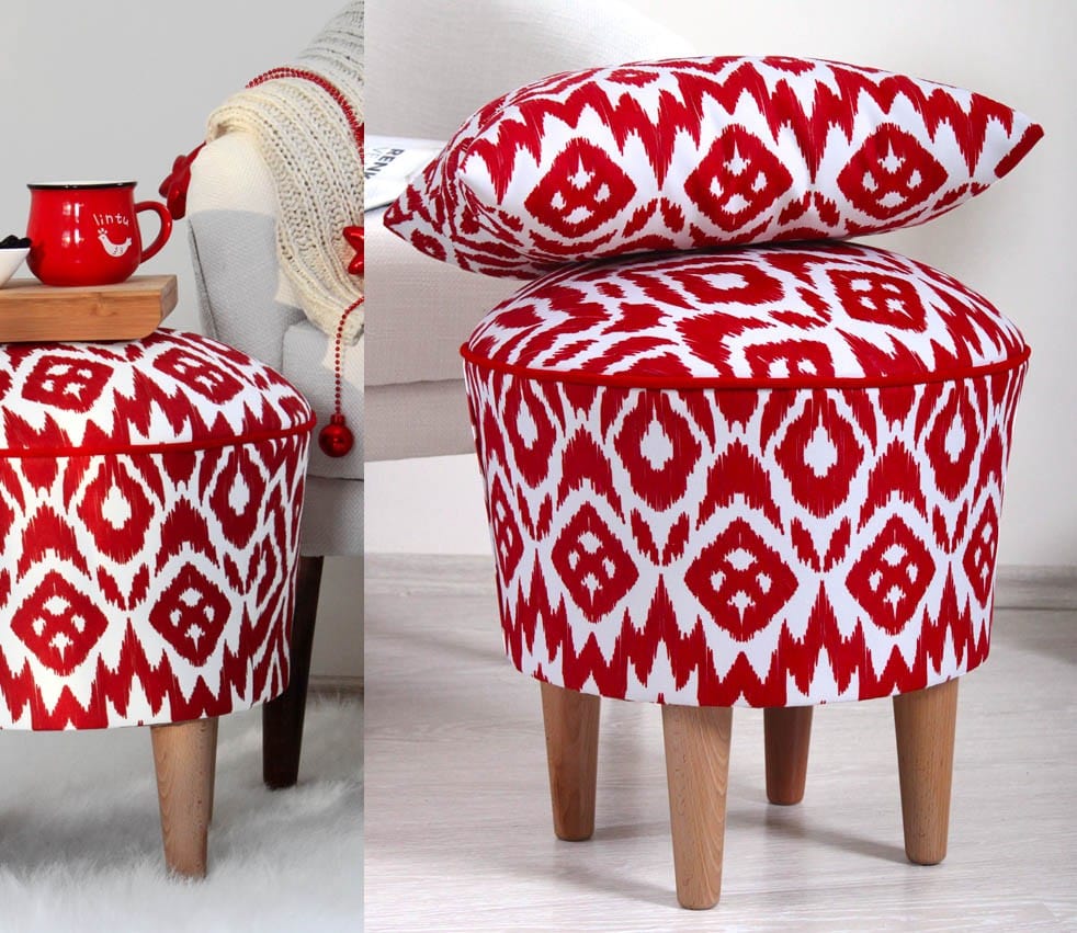 Pouf in tessuto Cor Rosso (3)