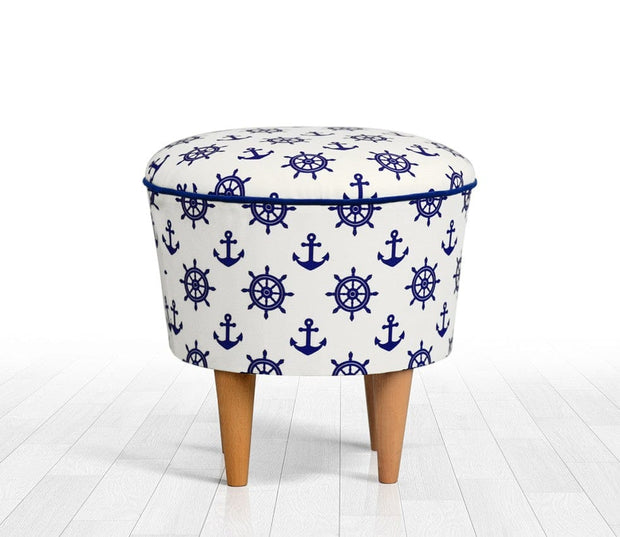 Pouf in tessuto Cunda Blu (1)