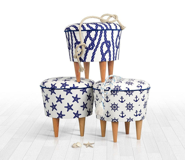 Pouf in tessuto Cunda Blu (4)