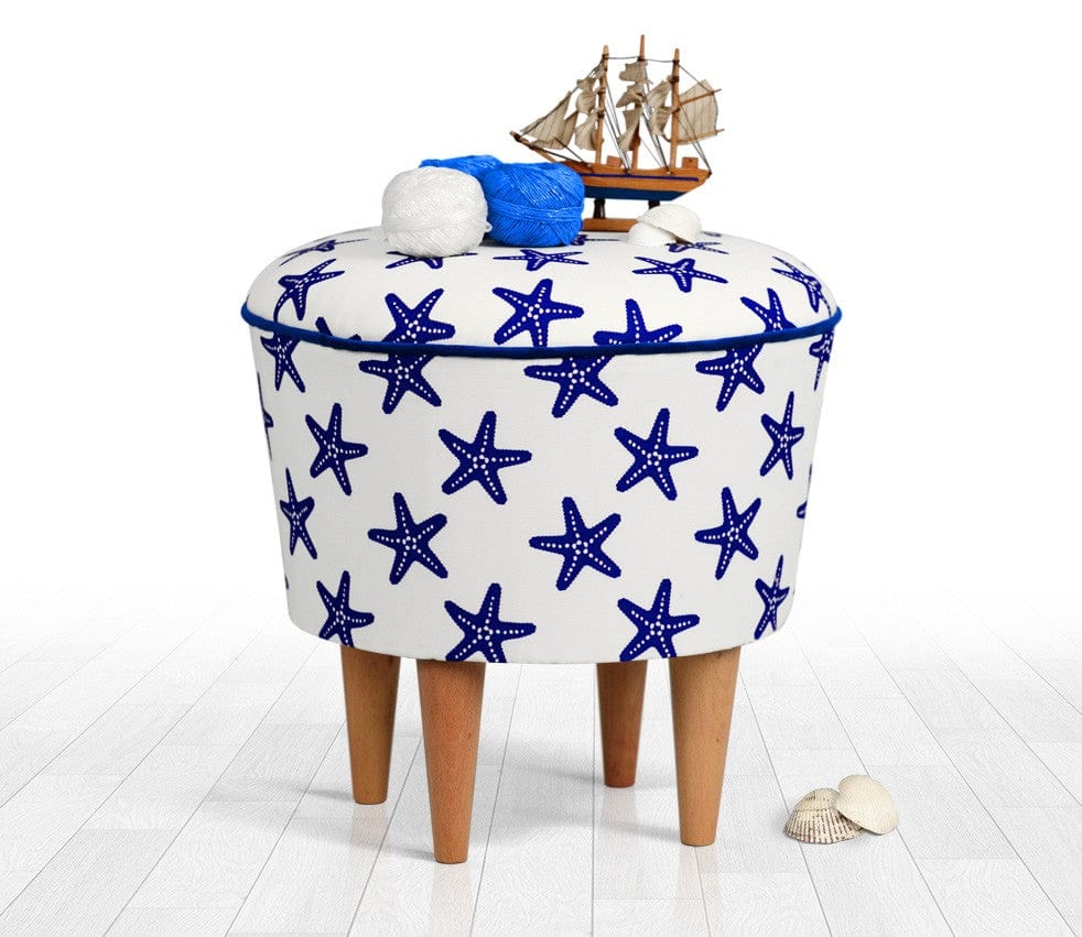 Pouf in tessuto Cunda Blu