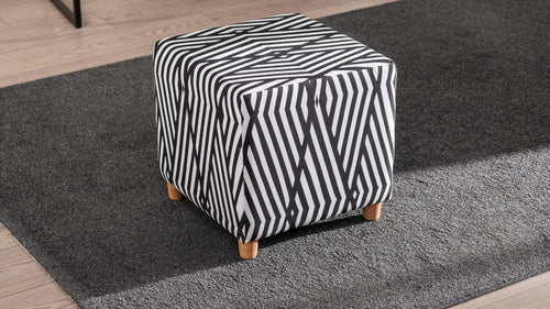 Pouf in tessuto Daisy Bianco e Nero