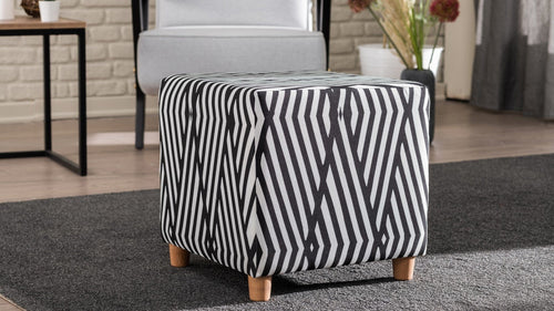Pouf in tessuto Daisy Bianco e Nero (1)