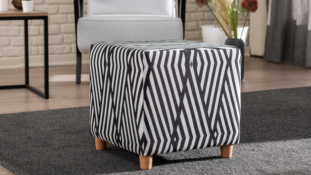 Pouf in tessuto Daisy Bianco e Nero (1)