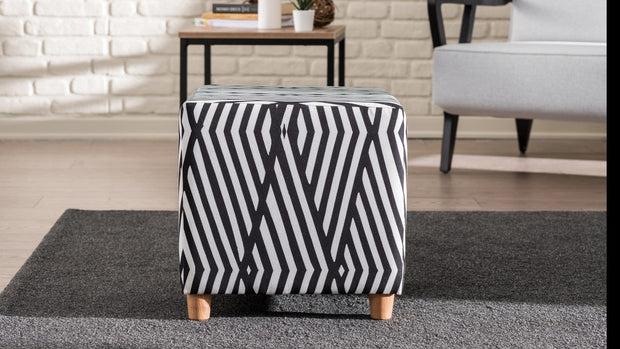 Pouf in tessuto Daisy Bianco e Nero (2)