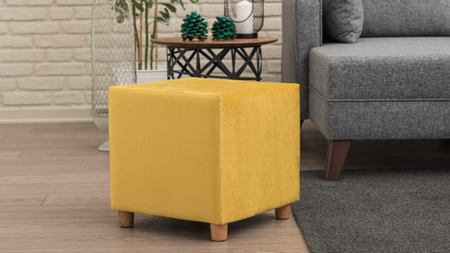 Pouf in tessuto Daisy Giallo