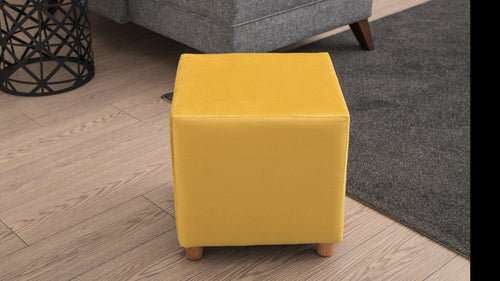 Pouf in tessuto Daisy Giallo (1)