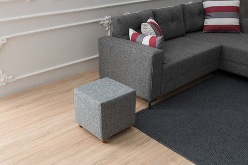 Pouf in tessuto Daisy Grigio