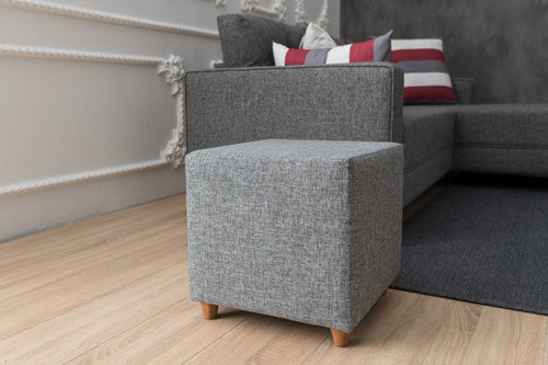Pouf in tessuto Daisy Grigio (1)