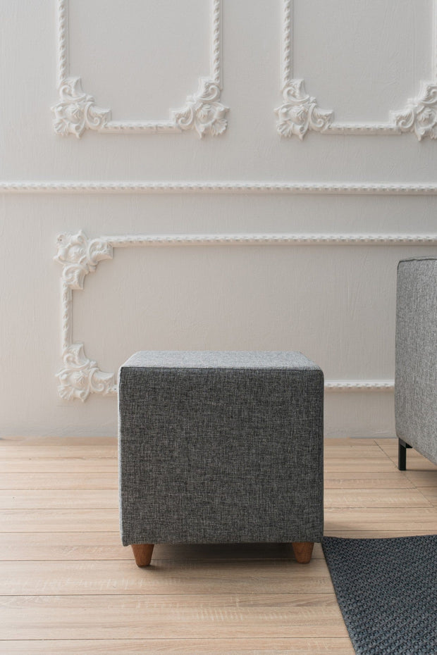 Pouf in tessuto Daisy Grigio (3)