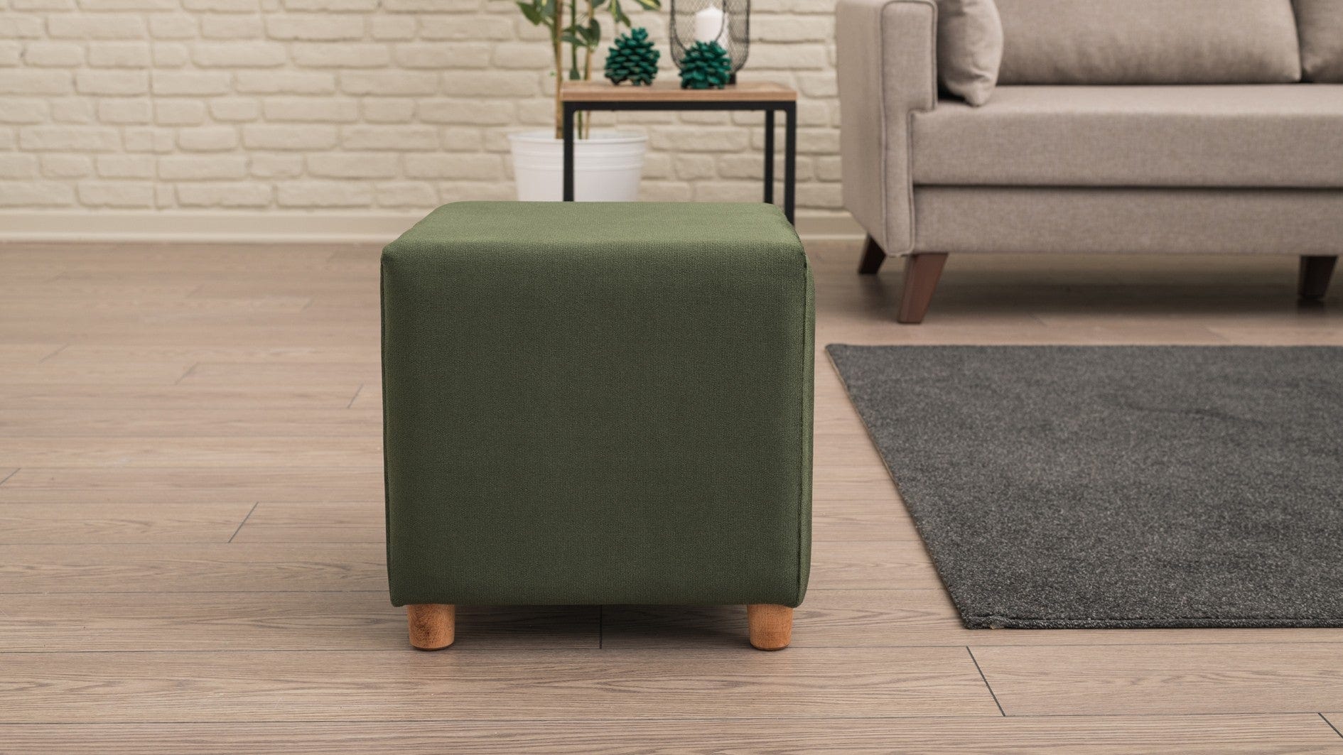 Pouf in tessuto Daisy Verde